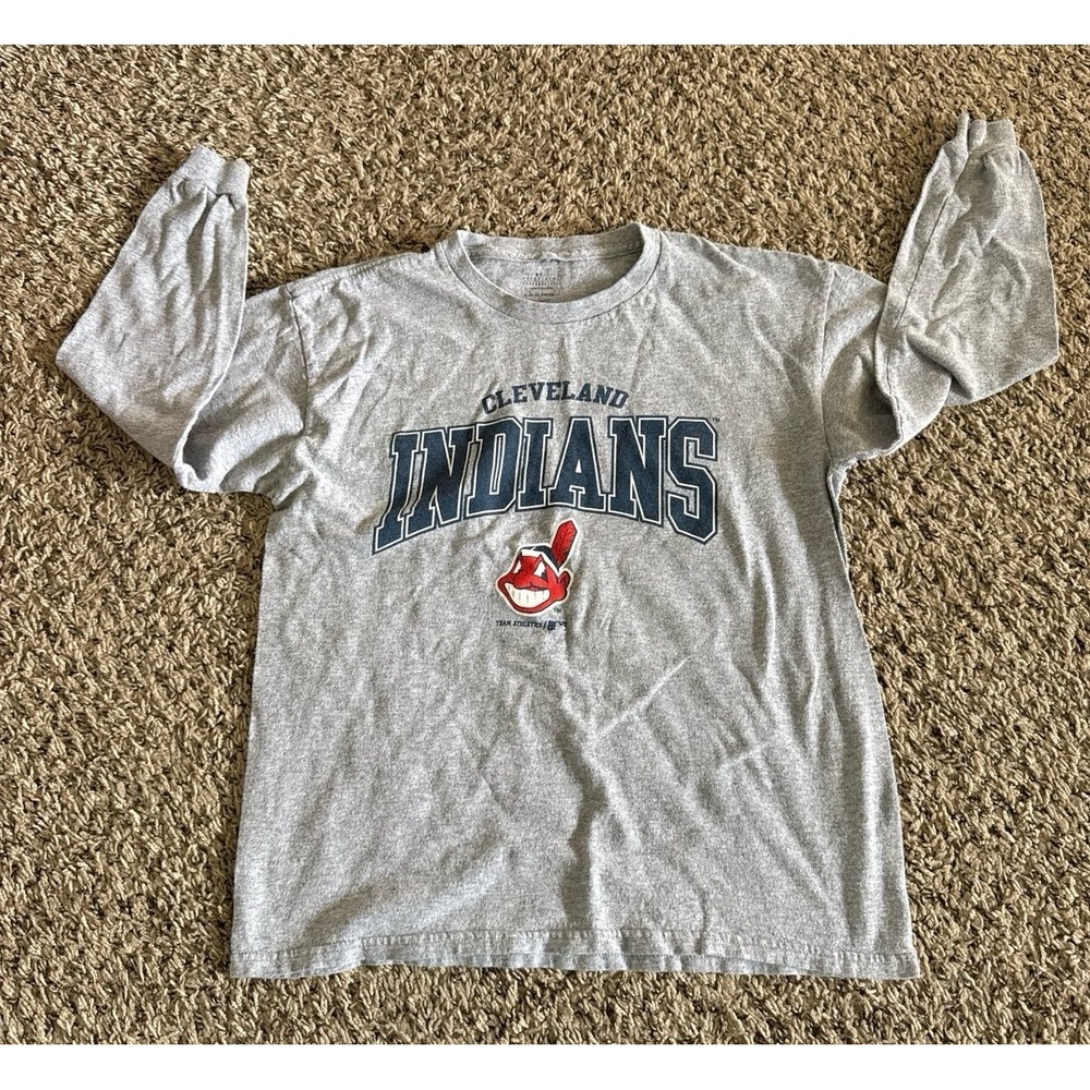 Cleveland Indians Boys Gray Long Sleeve Tee Size‎ 10/12